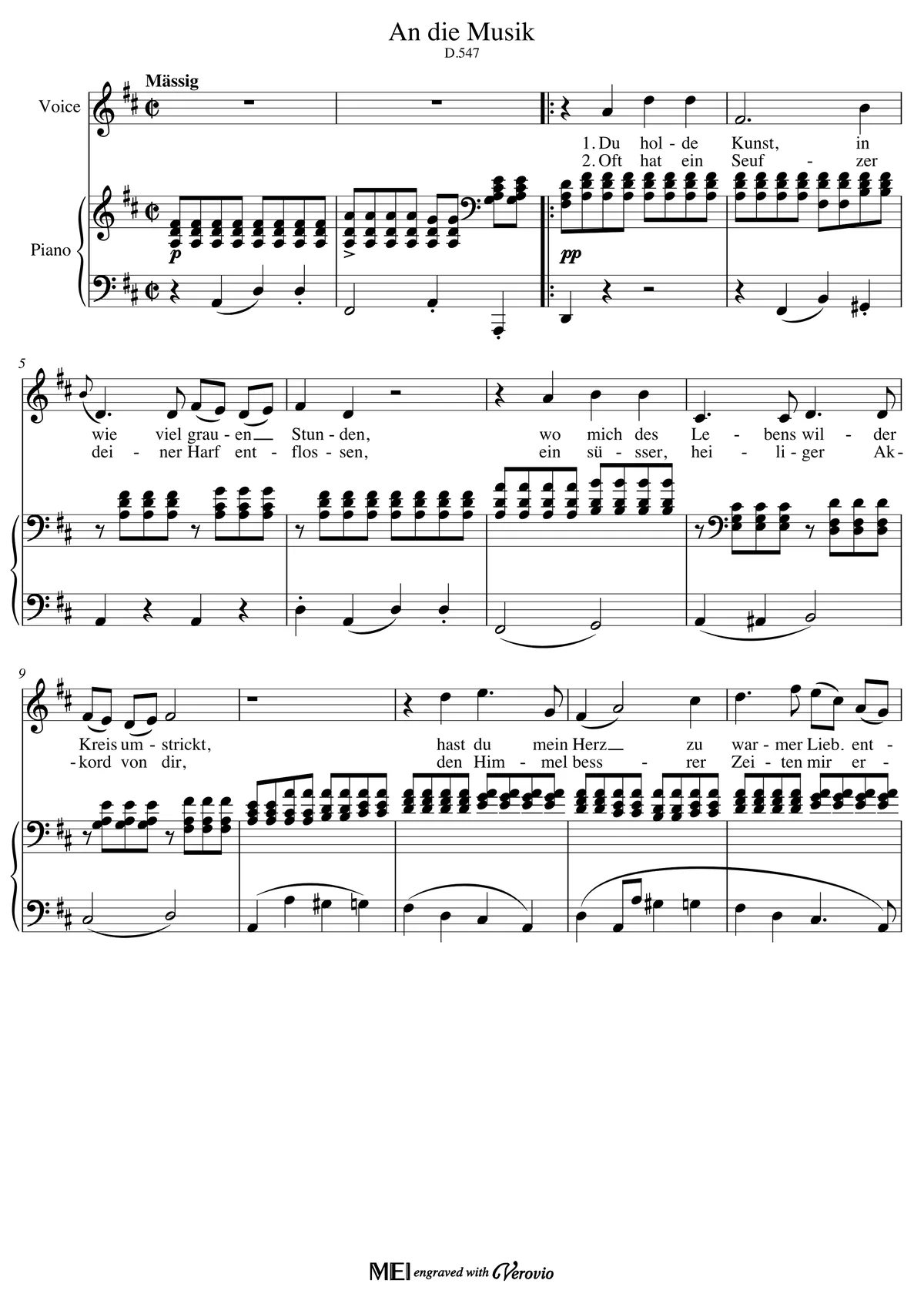 An die Musik 원본 악보 첫 페이지